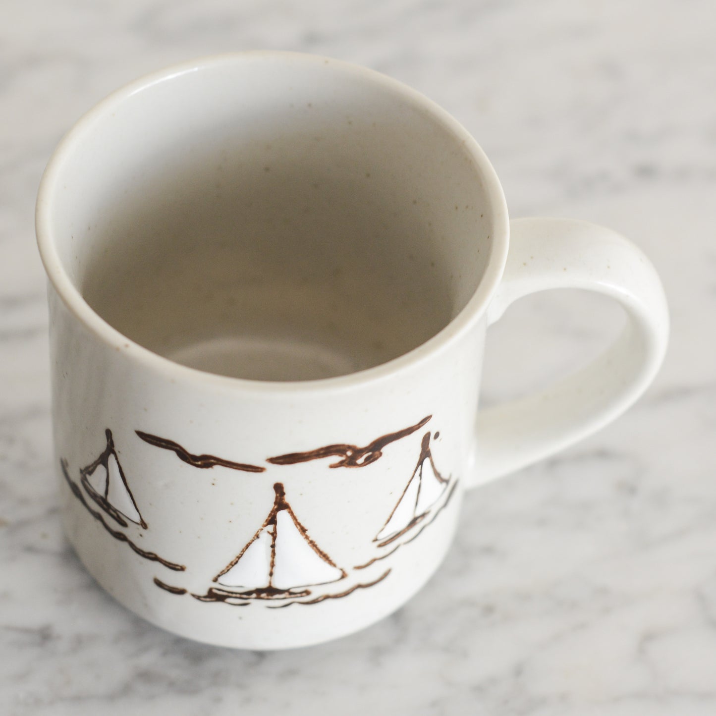 Vintage 70's Stoneware Sailboat Mug