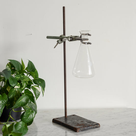 Vintage Industrial Science Beaker + Stand
