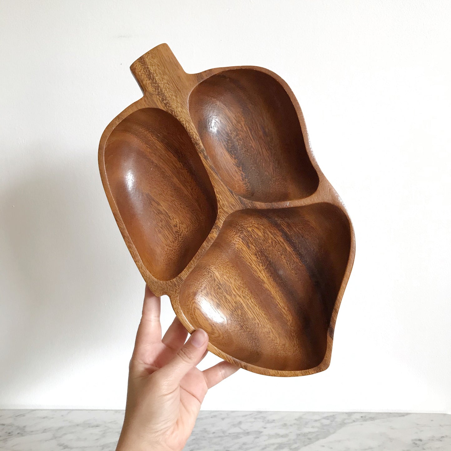 Vintage Wooden Leaf Serving Dish