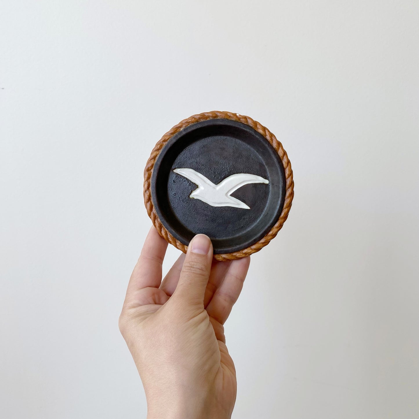 Vintage Clay Coaster Set with Seagulls