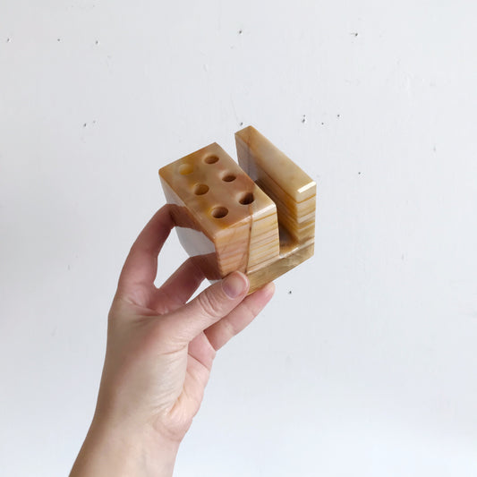 Vintage Onyx Pen and Letter Organizer