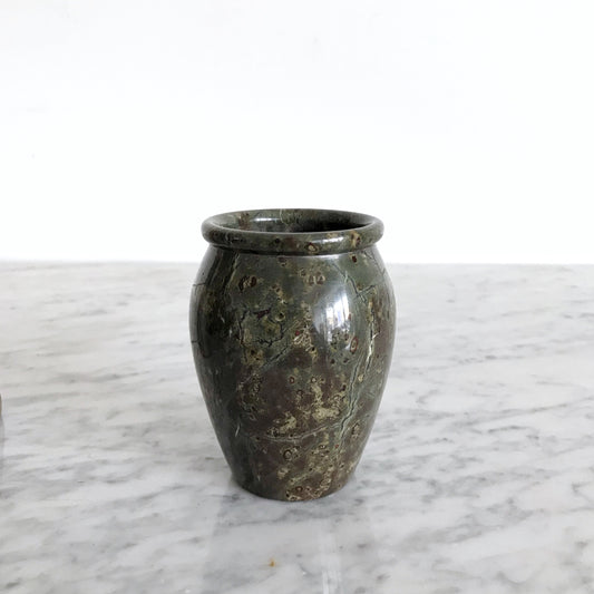 Minimalist Green Fossil Stone Vase