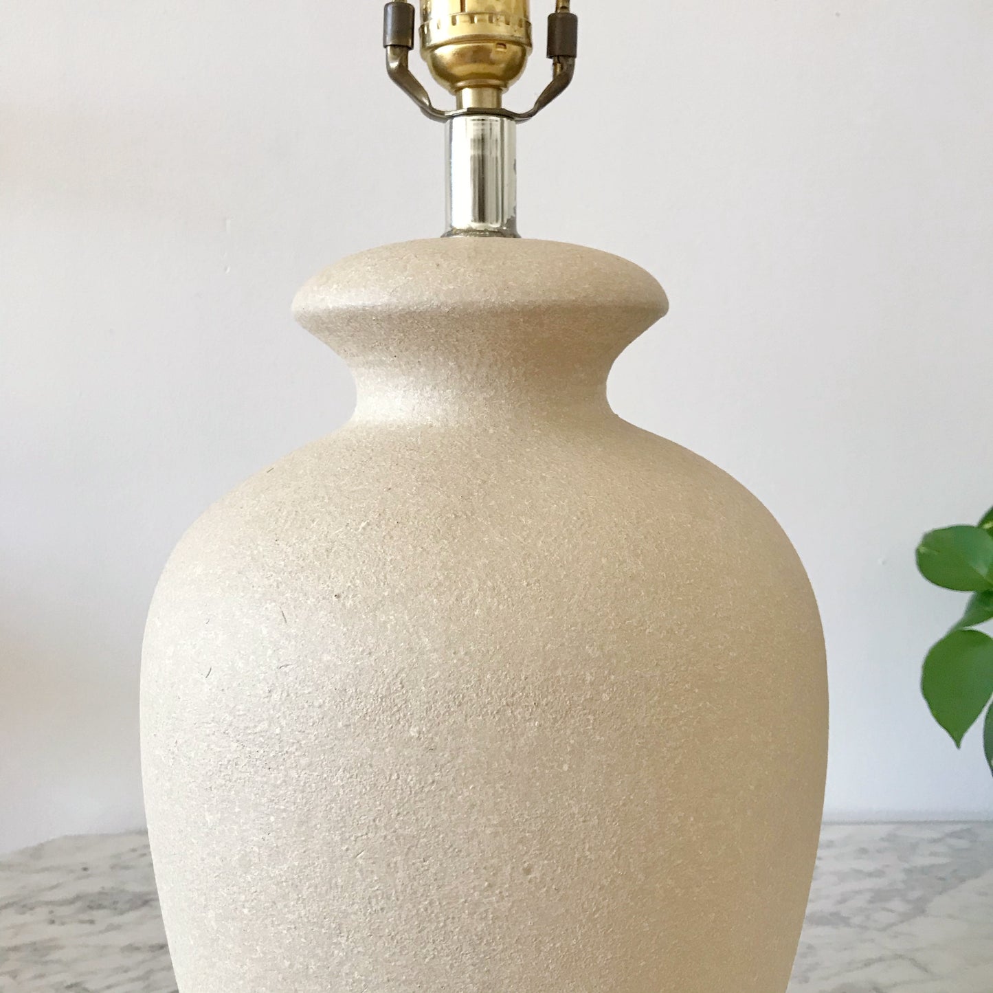 Vintage Minimal Ceramic Table Lamp, Matte Ivory