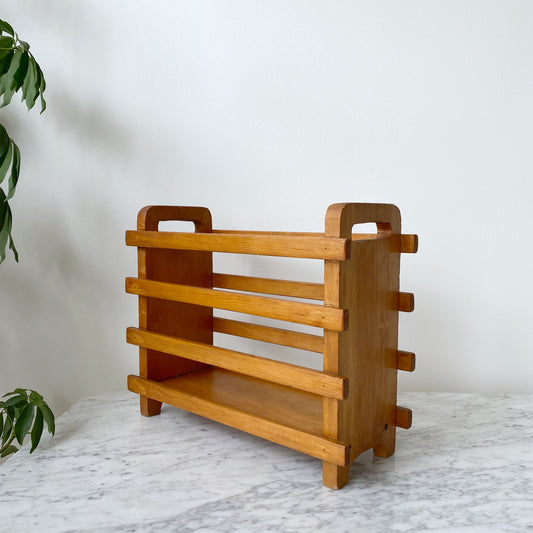 Vintage Handcrafted Wooden Magazine Holder