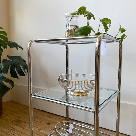 Chrome + Glass 3-tier Shelf / Plant Stand