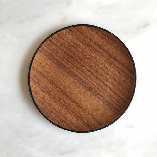 9” Round Vintage Teak Tray