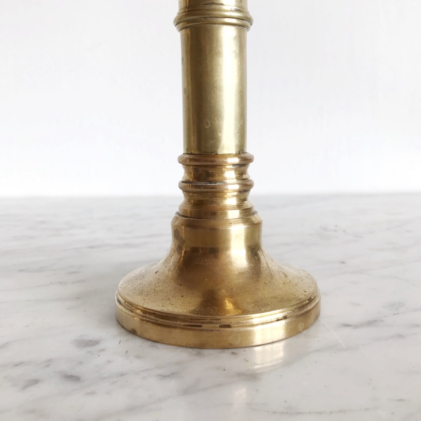 Vintage Ribbed Brass Candle Holder