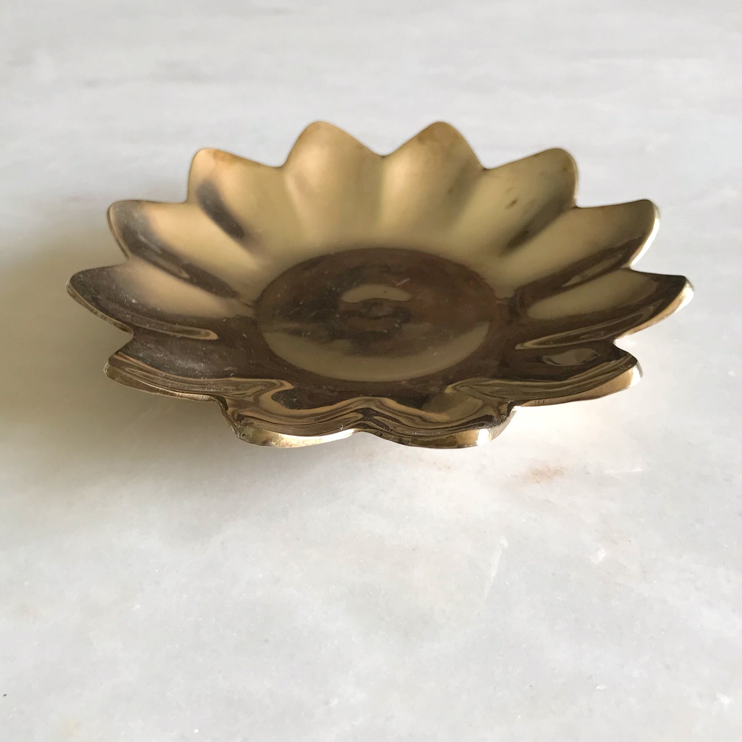 Vintage Solid Brass Flower Dish