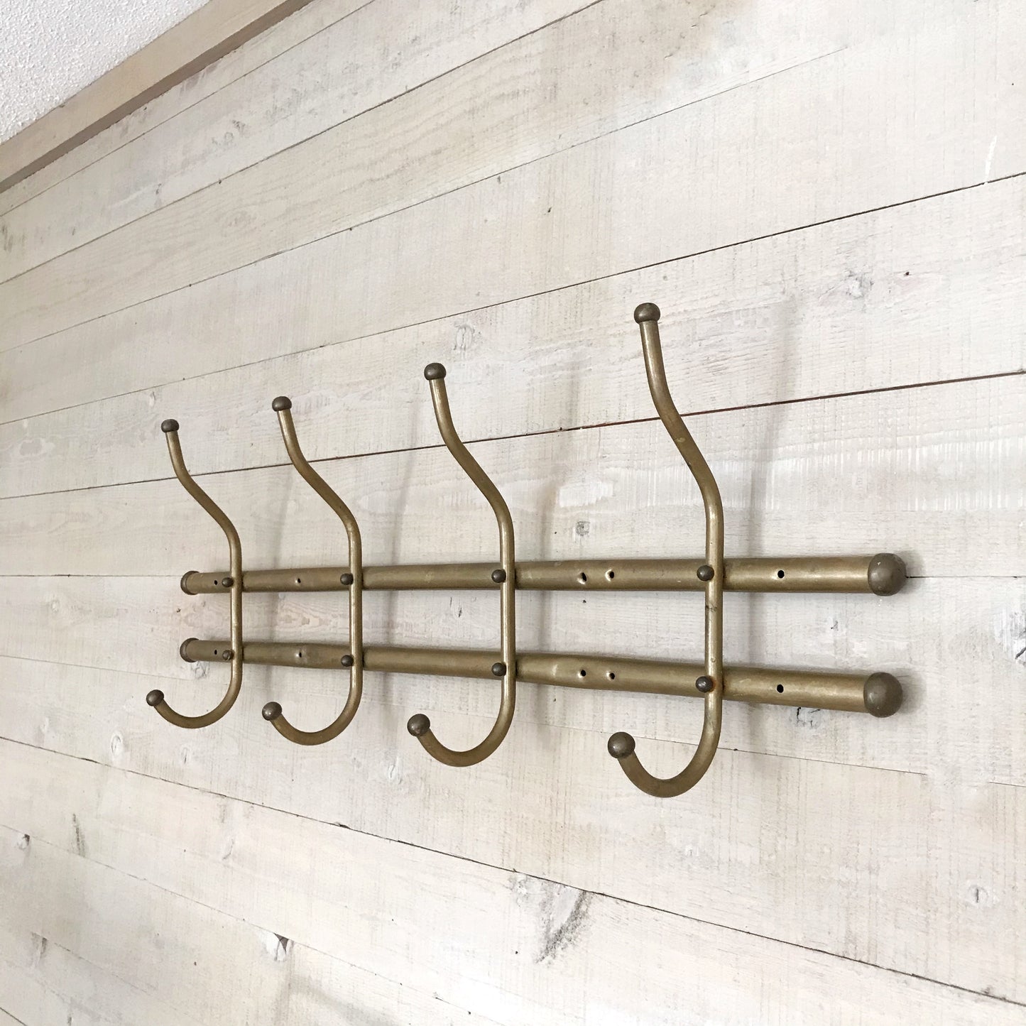 Antique Brass Wall Mounted Coat Rack, 36"