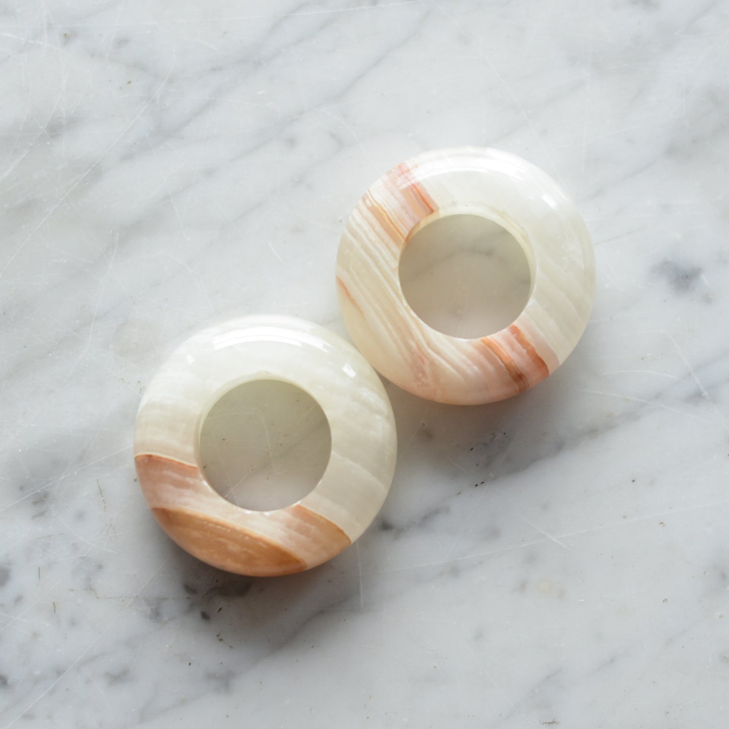 Pair of Vintage Onyx Marble Napkin Rings