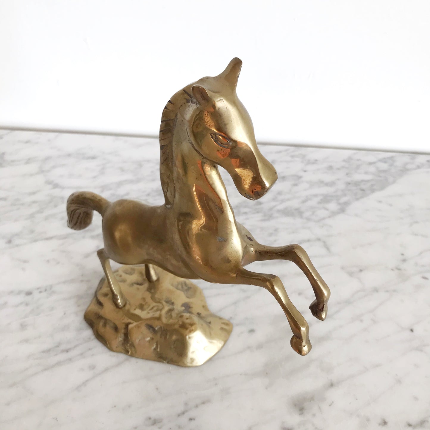 Large Vintage Brass Horse, 10”