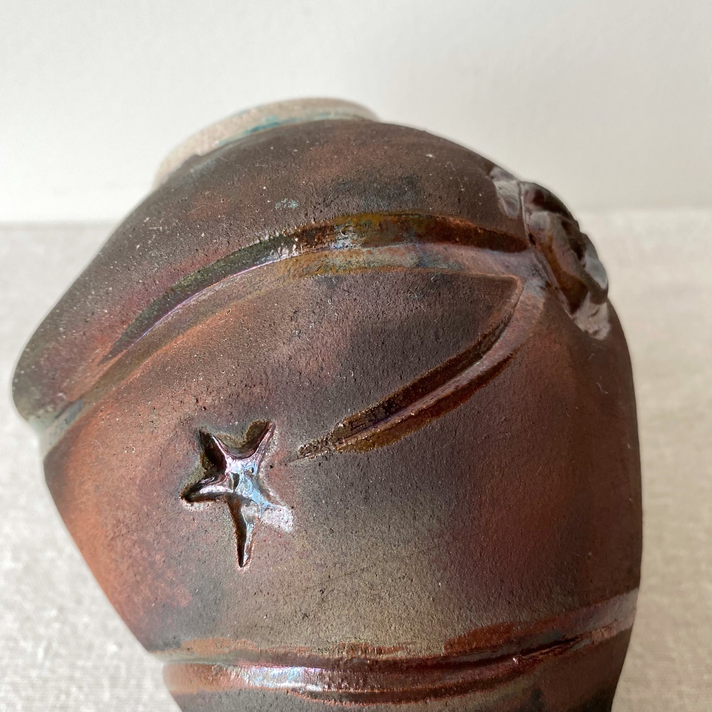 Vintage Raku Art Pottery Vase