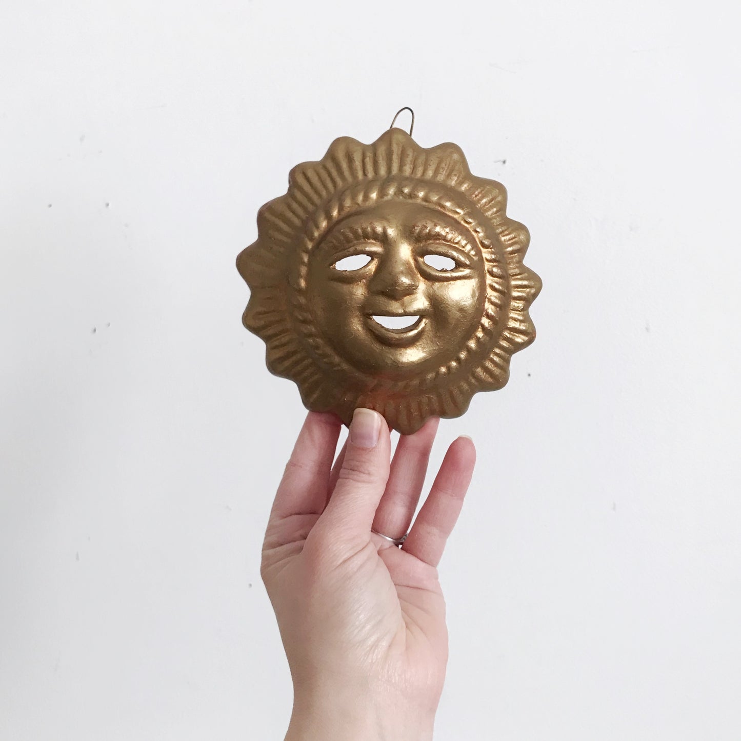 Vintage Golden Terracotta Sun Wall Hanging