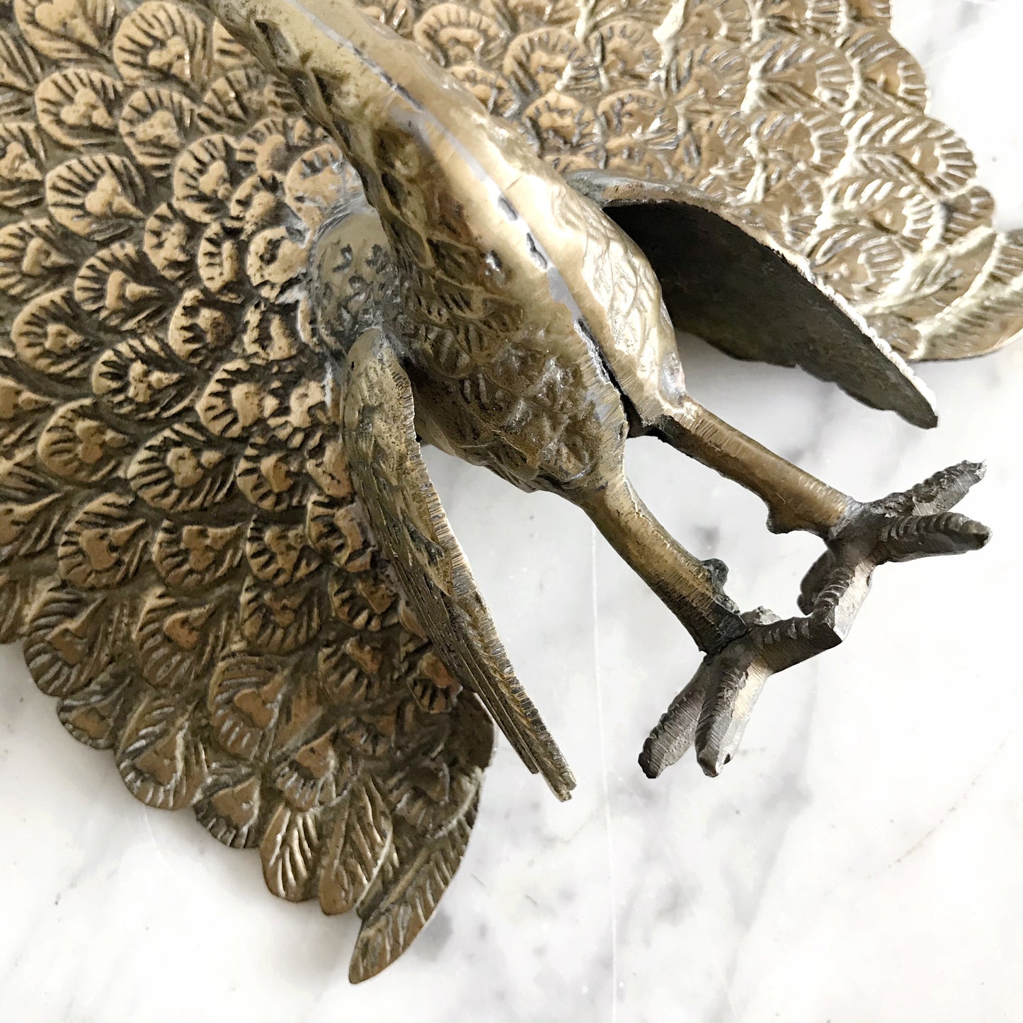 Vintage Brass Peacock Bookends