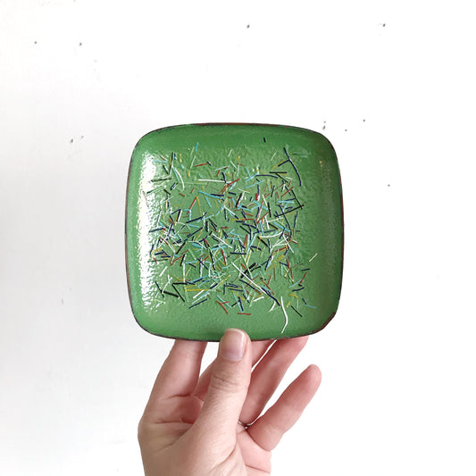 Copper & Green Enamel Confetti Dish / Tray
