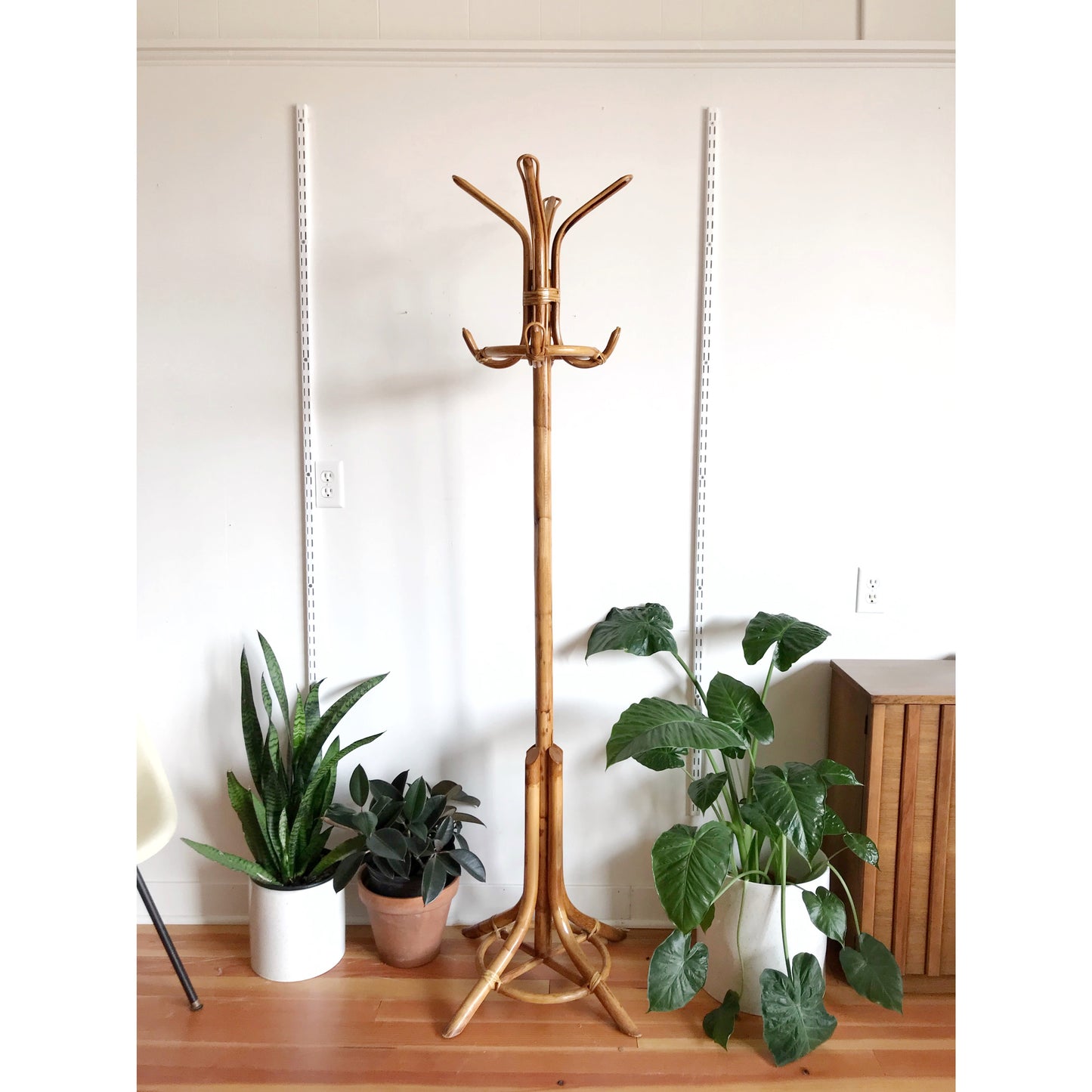 Tall Standing Rattan Coat Rack