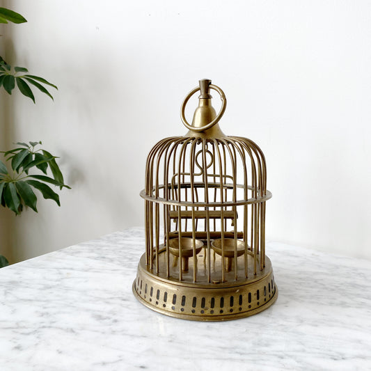 Vintage Mid-Century Brass Bird Cage, 9.25”