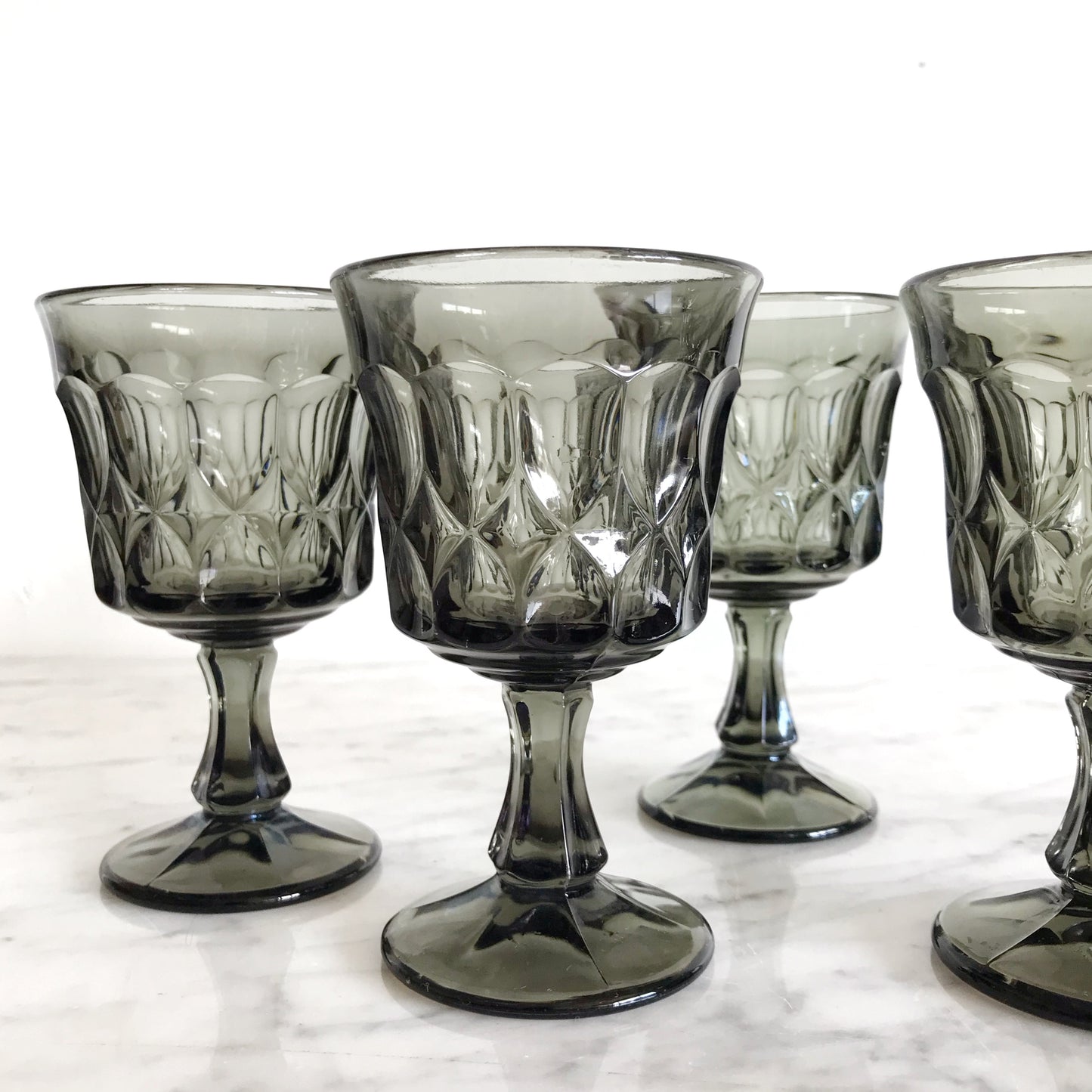 Set of 5 Vintage Smokey Glassware