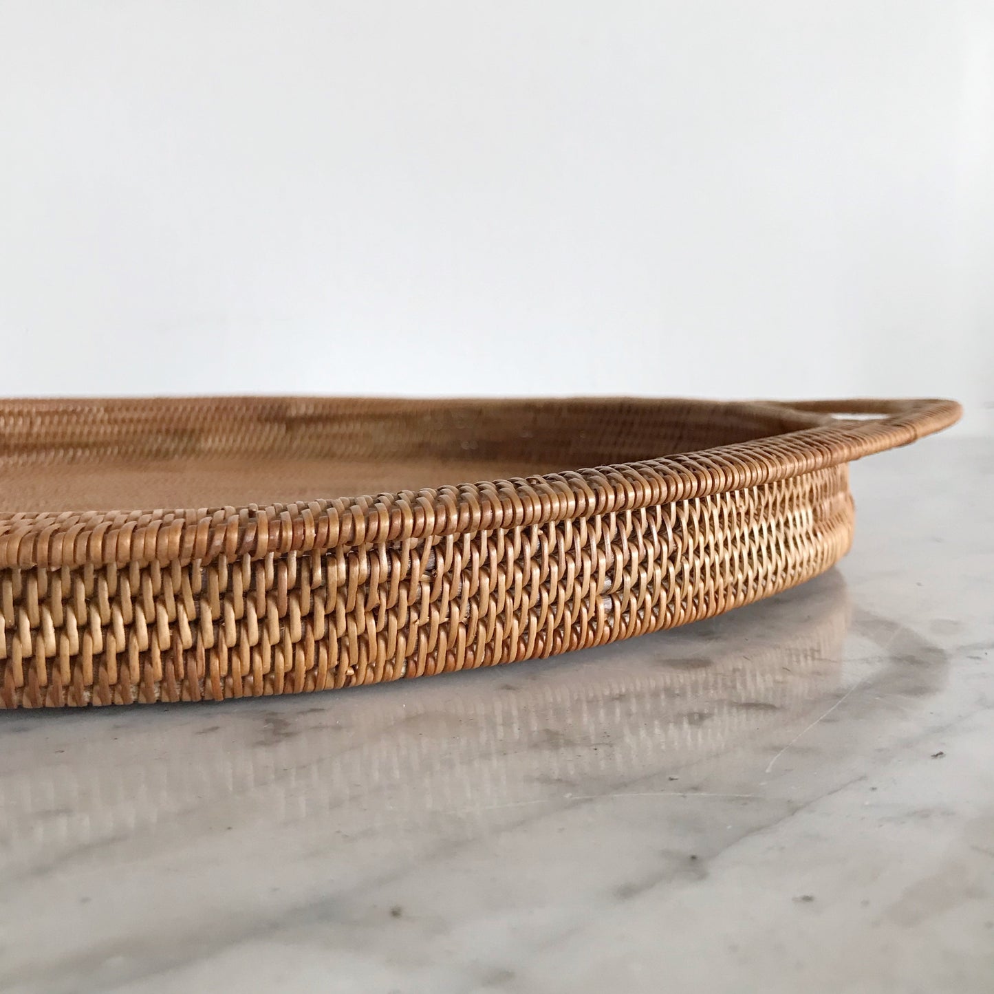 Vintage Woven Oval Tray with Handles