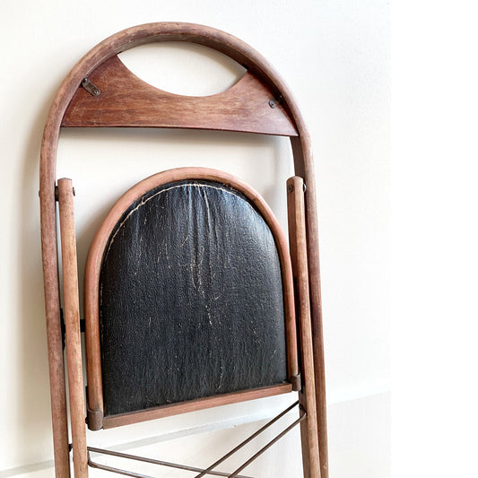 Vintage 1930’s Folding Chair with Black Seat