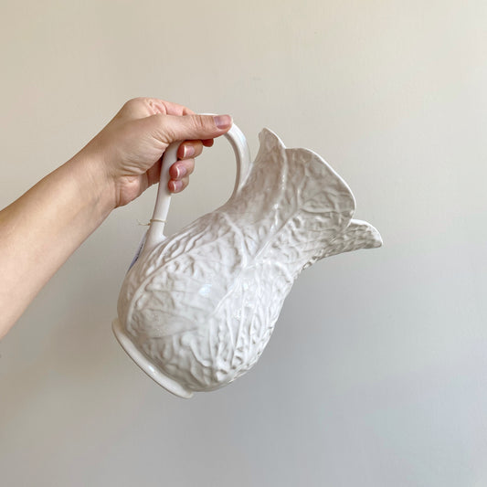Vintage White Ceramic Cabbage Pitcher