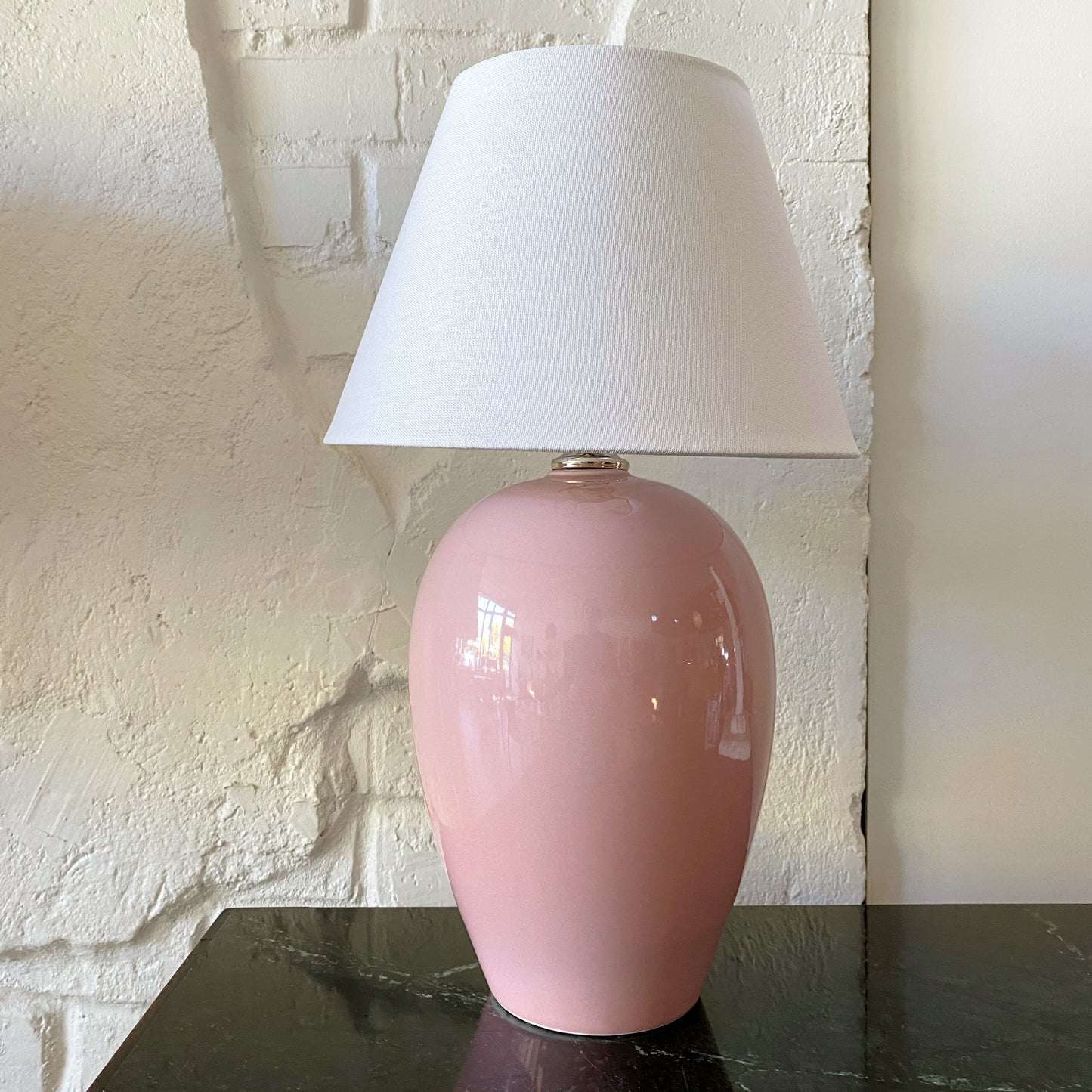 Vintage Pink Ceramic Table Lamp with Shade