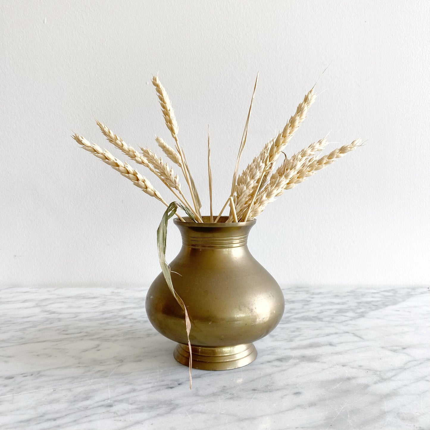Vintage Brass Vase, 4.25”