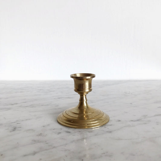 Short Vintage Brass Candle Holder