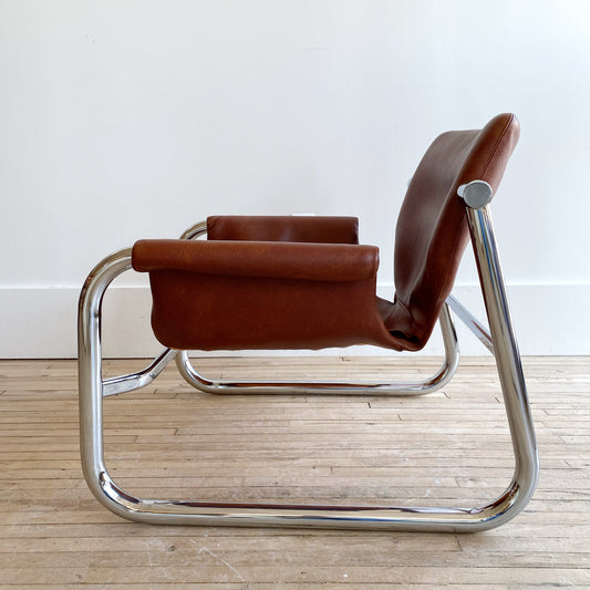 MCM Chrome + Vegan Leather Alpha Chair, by Maurice Burke