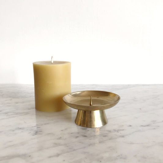 Simple Brass Pillar Candle Holder