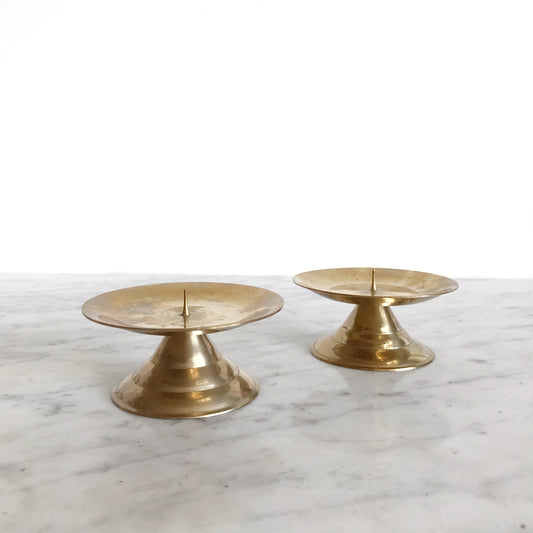 Pair of Vintage Brass Pillar Holders
