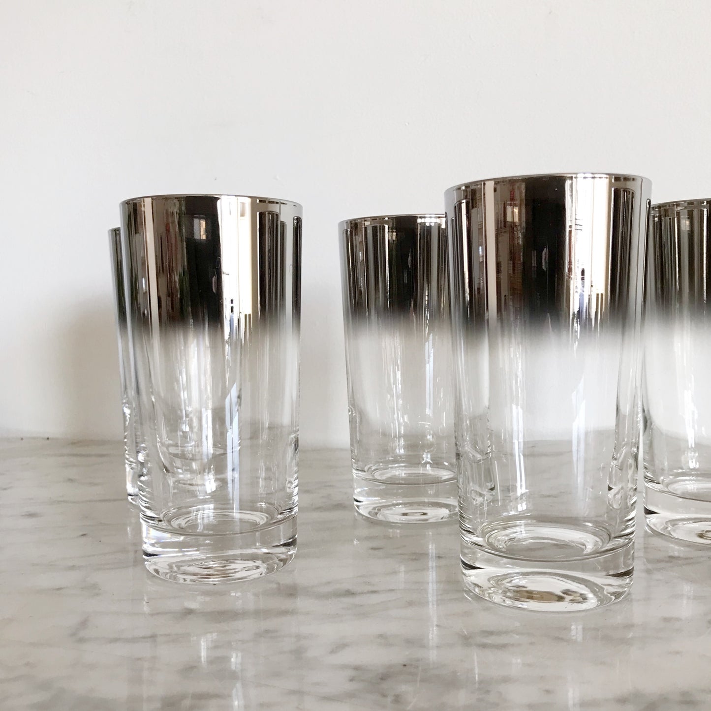 Set of 6 Vintage Silver Ombré Glasses