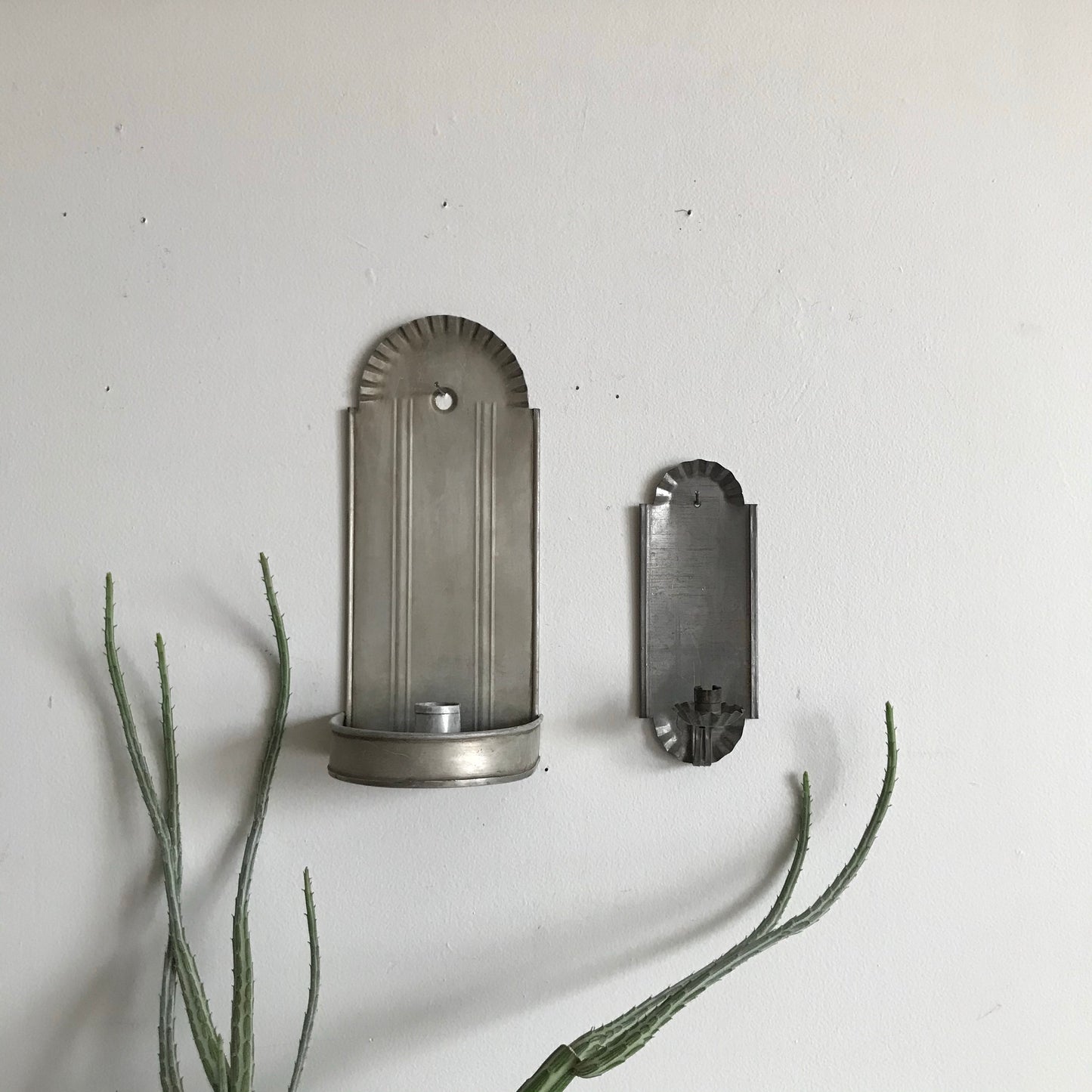 Small Vintage Galvanized Candle Sconce