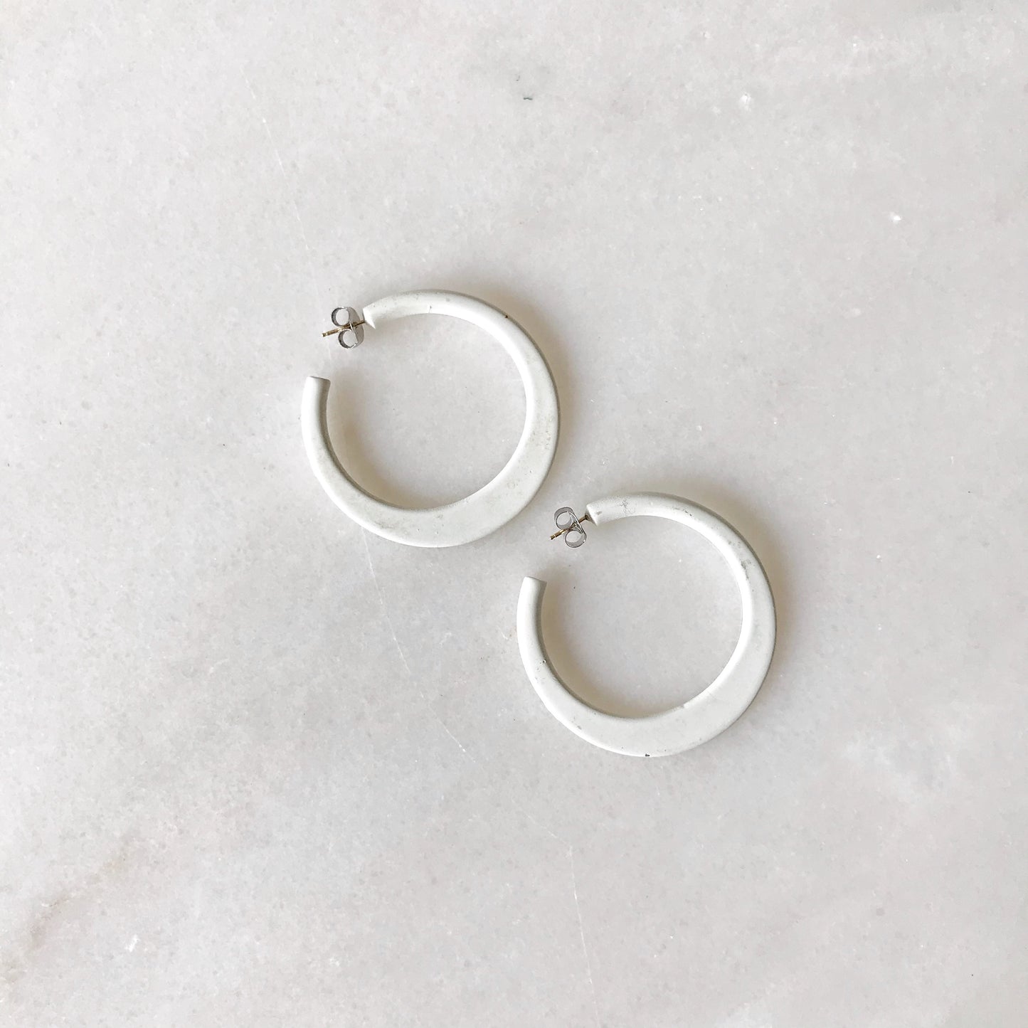 Vintage 80's White Metal Hoops