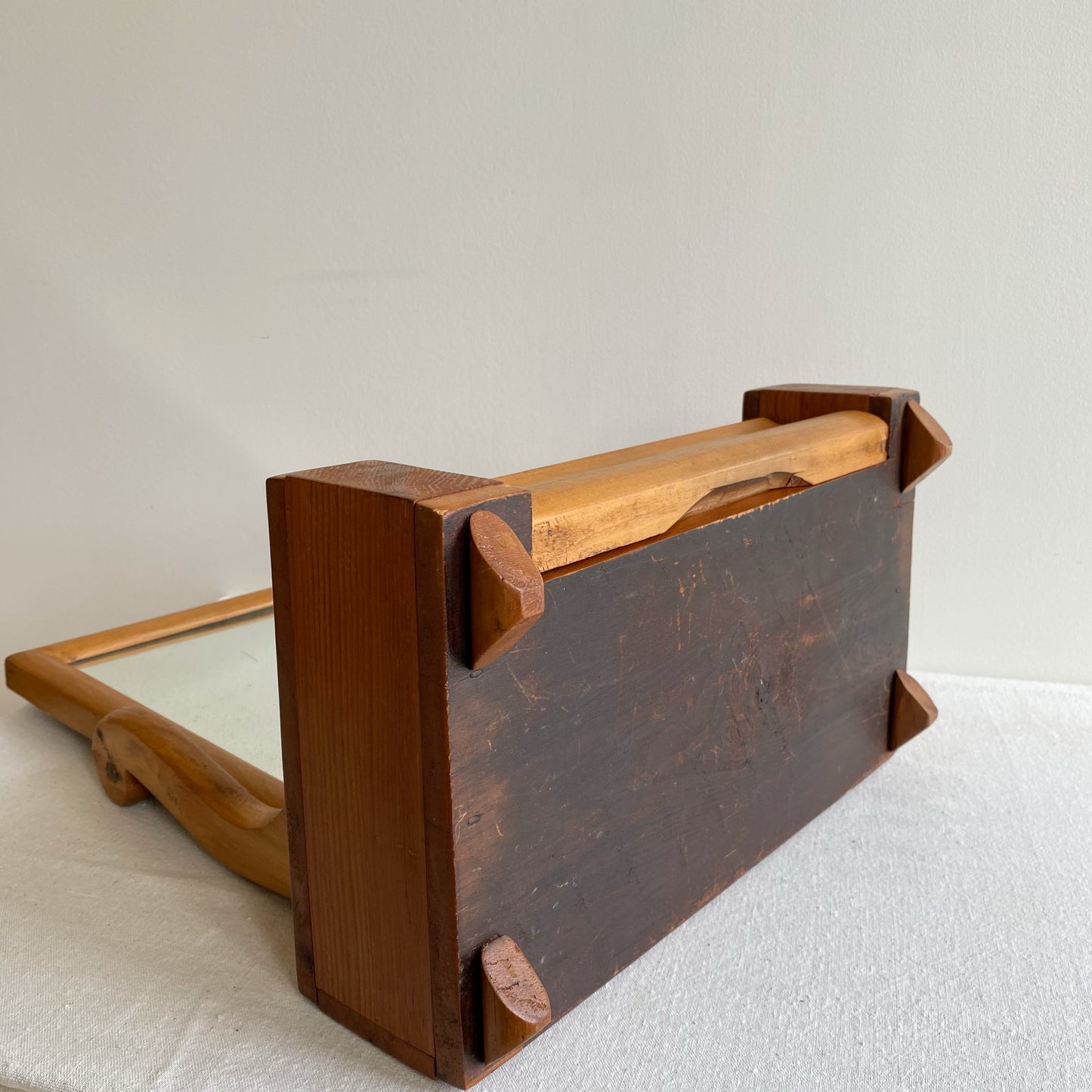 Antique Dresser Top / Vanity Box with Swivel Mirror