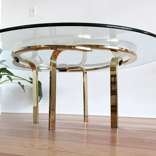 Vintage Glass and Brass Knot Coffee Table