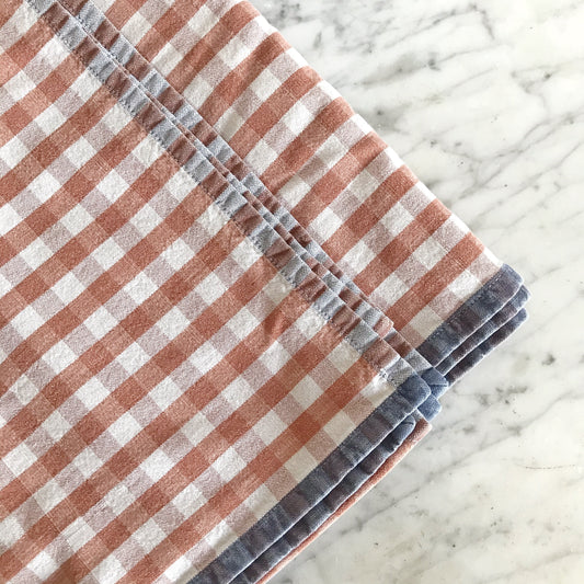 Cotton Tablecloth, Rust + White Check