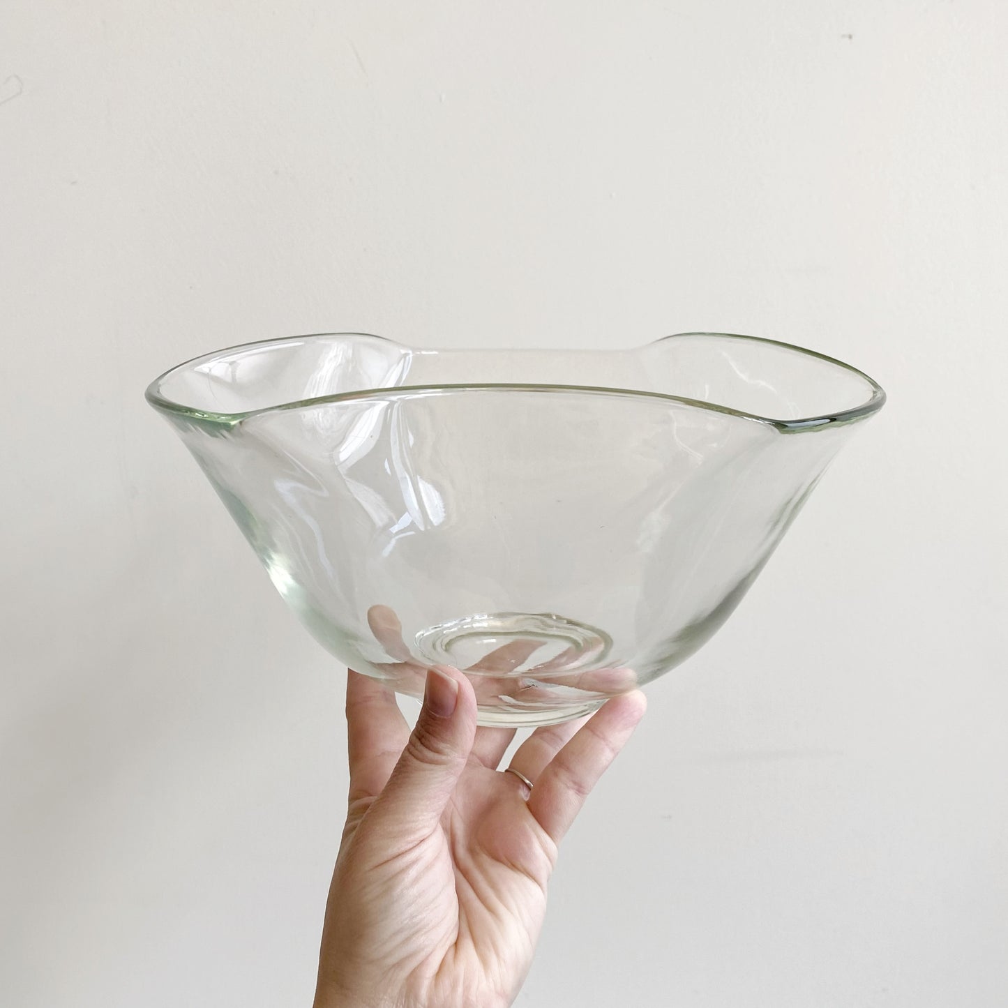 Vintage Triangular Glass Serving Bowl, 9.25"