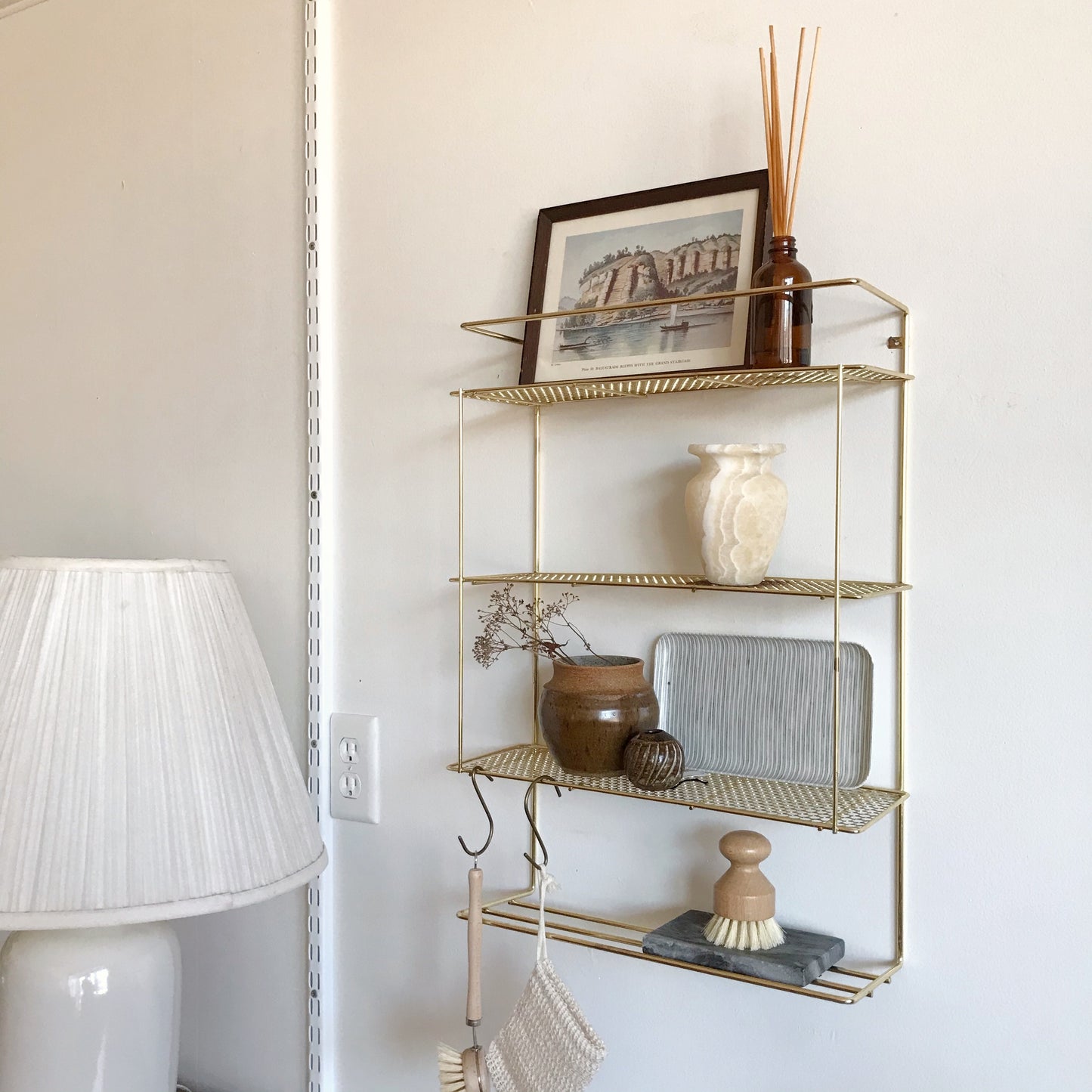 Vintage Gold Wire Shelving Rack