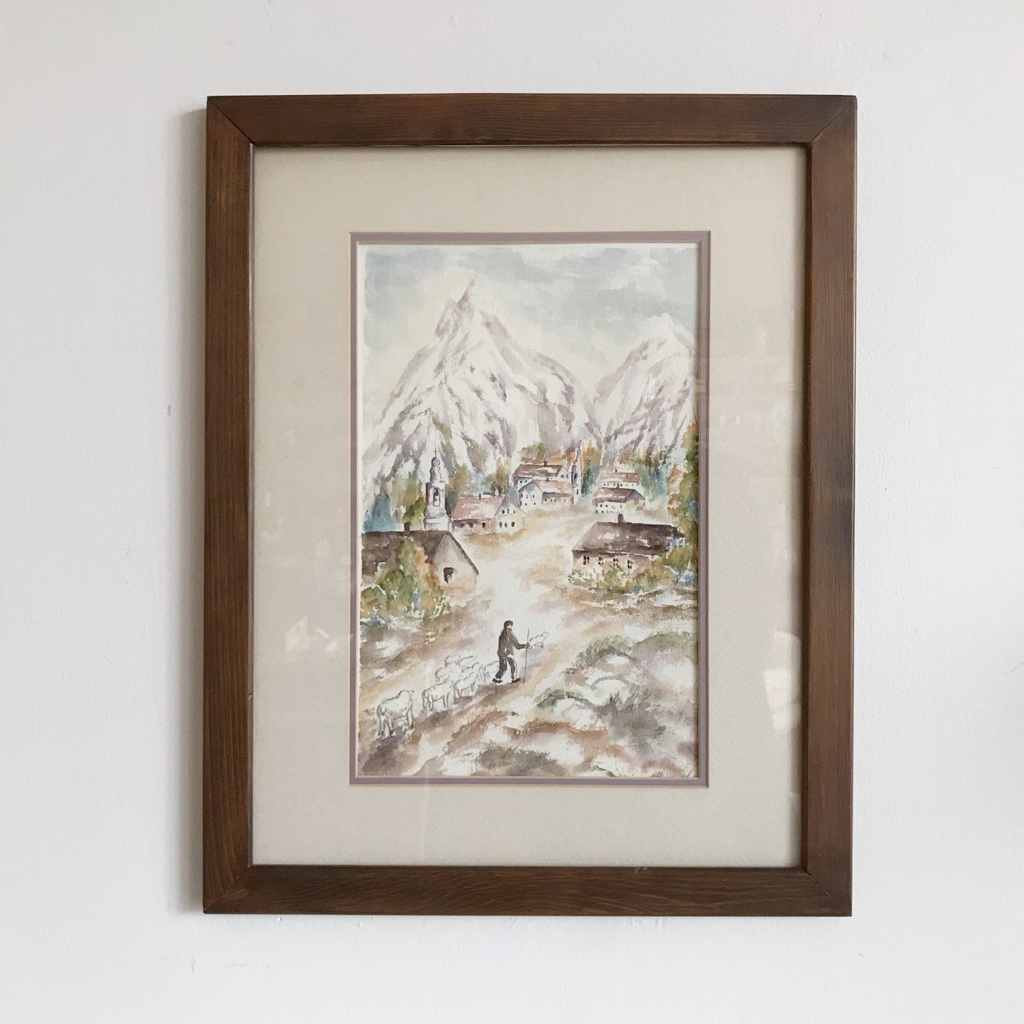 Original Watercolor Painting, Mountain Village
