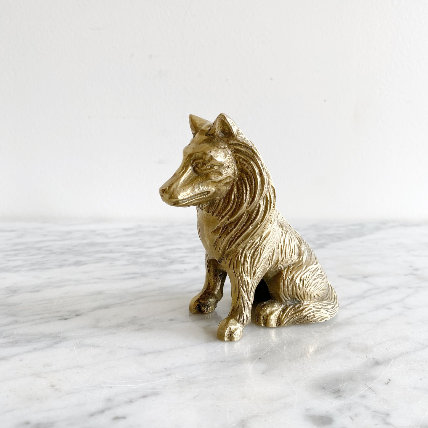 Vintage Brass Collie Dog, 4.5”