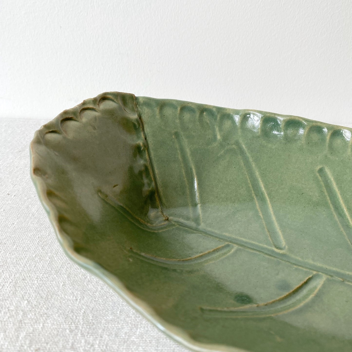 Vintage Stoneware Leaf Bowl