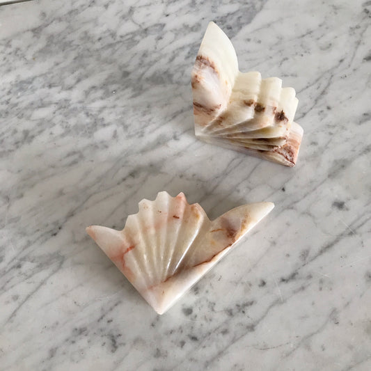 Pair of Vintage Carved Onyx Bookends
