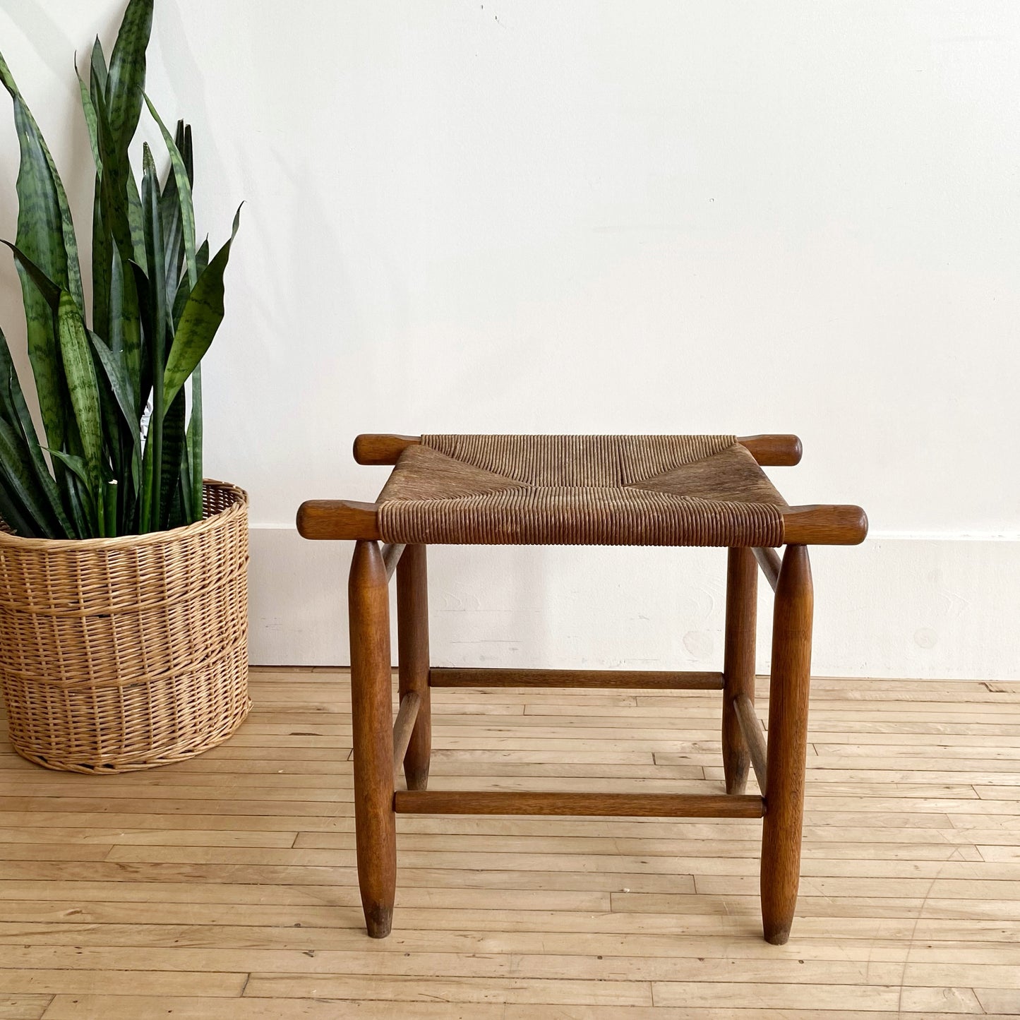 Found Antique Handwoven Paper Cord Stool