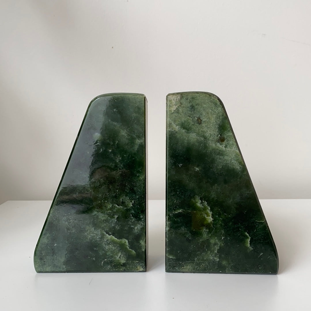 Vintage Green Stone Bookends