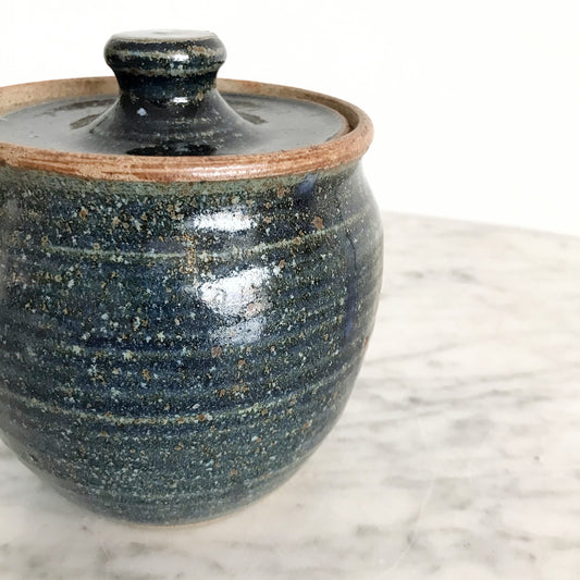 Studio Pottery Container, Deep Blue
