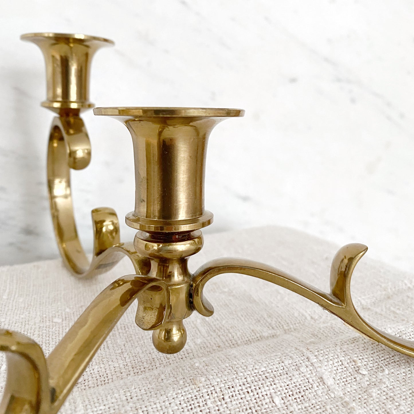 Vintage Solid Brass 3-Arm Candelabra