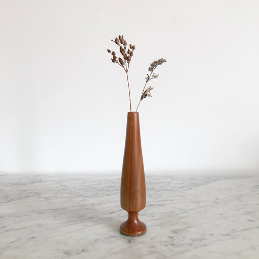 Slender Vintage Turned Wood Bud Vase