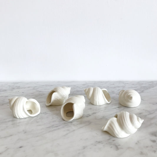 Set of 6 Ceramic Shell Napkin Rings