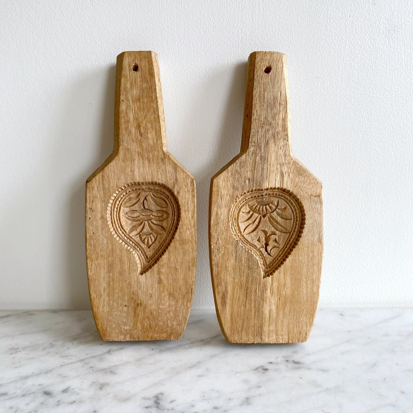 Pair of Carved Wooden Cookie Molds / Presses